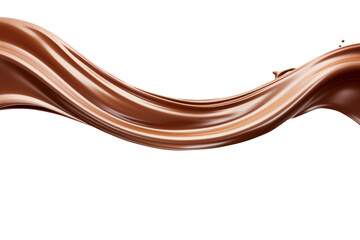 Dark brown Chocolate, coffee or cocoa liquid swirl splash with little choc bubbles isolated on clear png background, liquid fluid element flowing in form of wave.