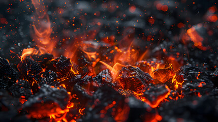 coals burning in a fire