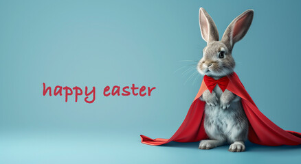 super hero bunny with red cape ready for easter - 747039650