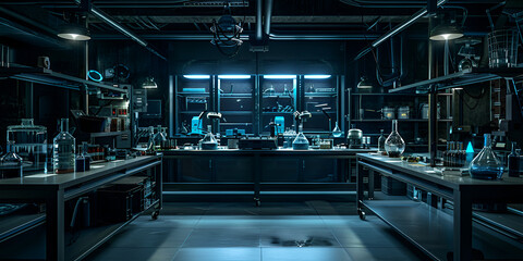 A futuristic laboratory featuring cuttingedge digital technology