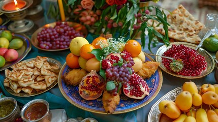 Ramzan iftar table decorated with fruits.