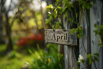 the month April on a spring background