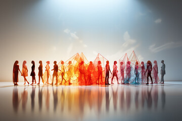 symbolic colorful silhouette of a group of people