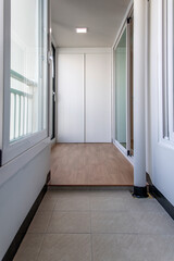 The interior of the renovated balcony in the apartment