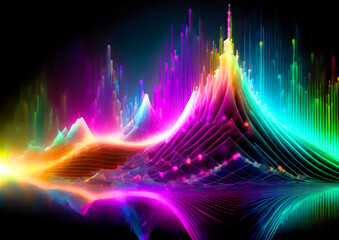 Fototapeta na wymiar 虹色に煌く抽象的な光の波