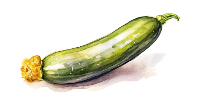zucchini in watercolor painting design isolated against transparent background