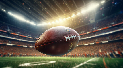 rugby ball flying through the air in a station
