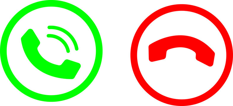Phone icon. Incoming call and rejection incoming call symbol on transparent PNG