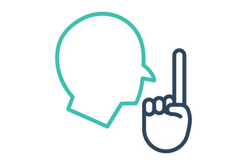 Fototapeta premium silence sign language. Silent Shh sign in with diverse hands, conveying quietness. line icon style. element illustration