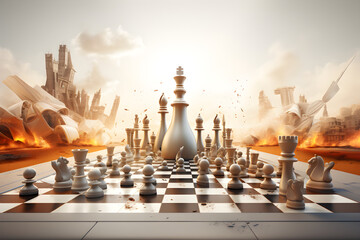 chess board on the chessboard - obrazy, fototapety, plakaty