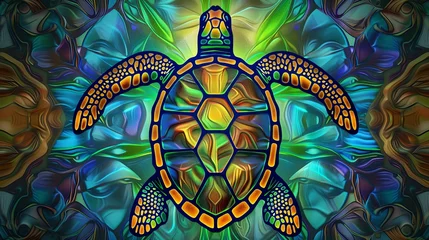 Papier peint Coloré stained glass turtle