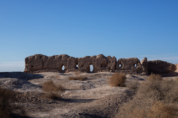 Fototapeta na wymiar Ayaz-Kala, ruins of antient city of Khorezm, Khiva, Uzbekistan