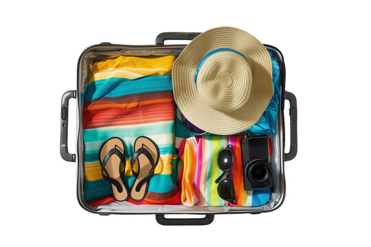 Travel Suitcase Packed  for a summer holiday
