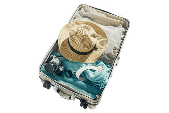 Travel Suitcase Packed  for a summer holiday
