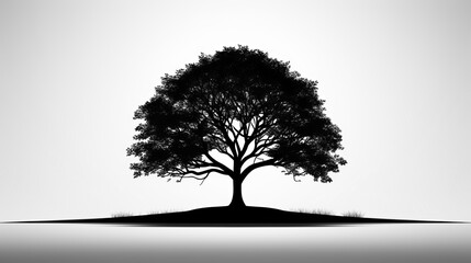 Tree Silhouette Standing Out on White Background