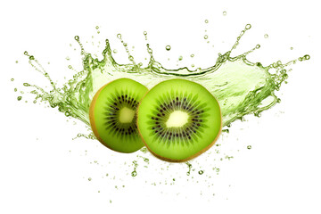Kiwi in splash isolated on transparent background Remove png, Clipping Path, pen tool