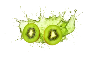 Poster Kiwi in splash isolated on transparent background Remove png, Clipping Path, pen tool © Vector Nazmul
