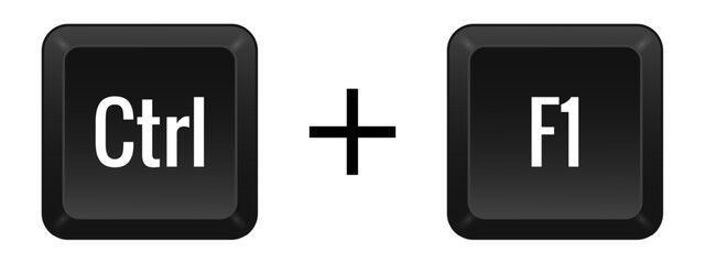 Obraz premium CTRL F1 Key combination. Keyboard, control, computer, shortcut, laptop, functional, input device, peripheral, enter the text, typing, type, hotkeys, layout, language, qwerty. Vector illustration