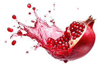 Pomegranate juice splash isolated on transparent background Remove png, Clipping Path, pen tool - obrazy, fototapety, plakaty