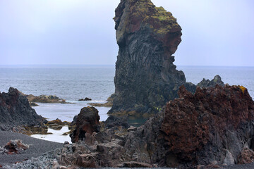 Rock formation at Black Beach of Djupalonssandur, Snaefellsnes Peninsula-Iceland