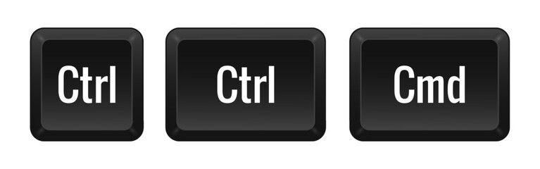 Ctrl, Cmd. Command. Key combination. Keyboard, control, computer, shortcut, laptop, functional, input device, peripheral, enter the text, typing, type, hotkeys, layout, language, qwerty - obrazy, fototapety, plakaty