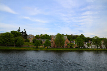 Fototapeta na wymiar On the banks of the River Ness in Inverness, Scotland, United Kingdom