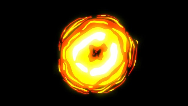 Cartoon Fire FX Action Element with glowing circle shape fire element effect