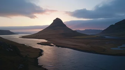 Photo sur Plexiglas Kirkjufell Sunset or Sunrise at Kirkjufell Iceland.