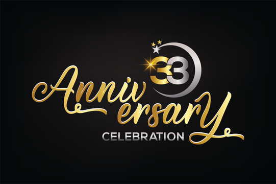 Star element gold color mixed luxury 33th anniversary invitation celebration
