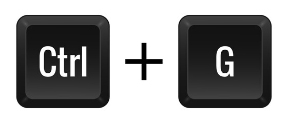 CTRL G Key combination. Keyboard, control, computer, shortcut, laptop, functional, input device, peripheral, enter the text, typing, type, hotkeys, layout, language, qwerty, group. Vector illustration