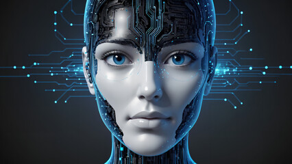 Abstract Artificial intelligence digital human face