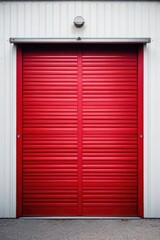 Cherry red & off-white garage metal door