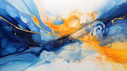 Vibrant Vortex: Blending of Cool Blues and Warm Yellows in Intricate Layers