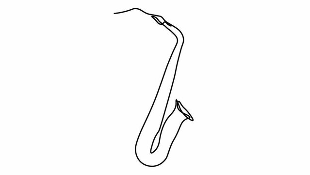 abstract Saxophone,Self drawing animation with one continuous line draw