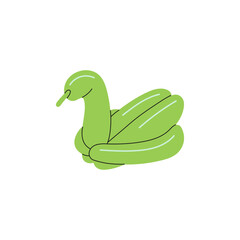 Twisting balloon in swan shape. Inflatable rubber toy of animal figure. Knotten latex bird with helium. Birthday party decor for kids event. Flat isolated vector illustration on white background