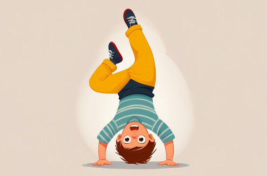 Hyperactive child standing on head