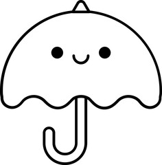 Cute smiling open umbrella cartoon character emoji character line icon