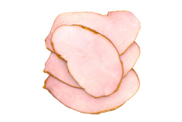 Sliced ham isolated on white background