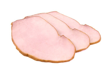 Sliced ham isolated on white background