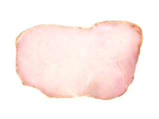 Pork ham sliced on white background.