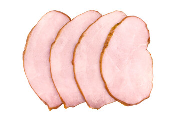 Sliced ham isolated on white background