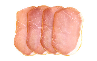 Sliced ham on white background