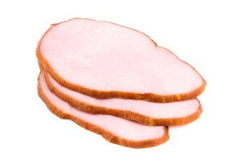 Sliced ham isolated on white background