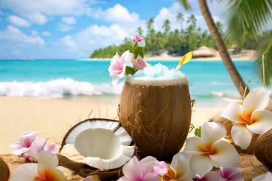 coconut palm tree and coconut