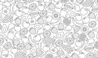 Vector fruits pattern. Fruits seamless background