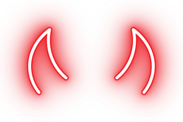 Neon red devil horns for neon party, Halloween, Christmas decoration, new year party.