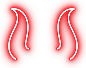 Neon red devil horns for neon party, Halloween, Christmas decoration, new year party.