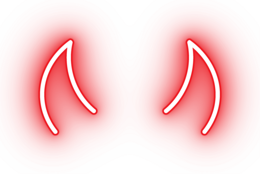 Neon red devil horns for neon party, Halloween, Christmas decoration, new year party.