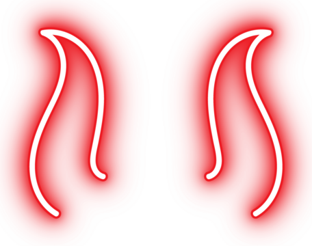Neon red devil horns for neon party, Halloween, Christmas decoration, new year party.