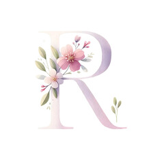 Letter R with flower